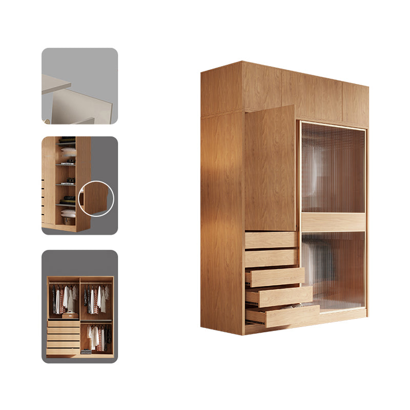 Engineered Wood Wardrobe Cabinet Modern Wardrobe Closet for Bedroom