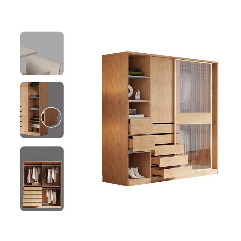 Engineered Wood Wardrobe Cabinet Modern Wardrobe Closet for Bedroom