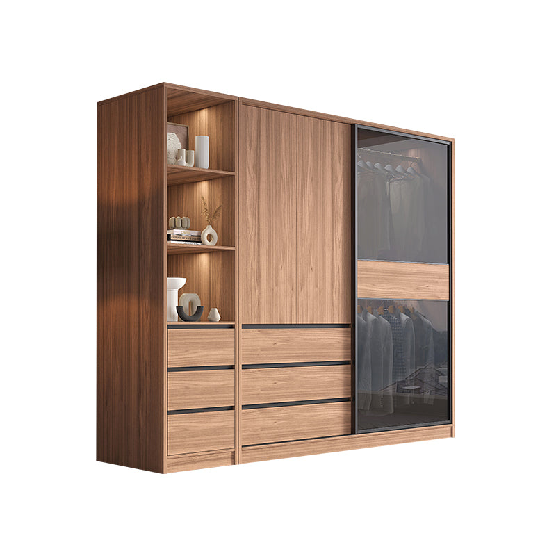 Brown Wardrobe Closet Contemporary Wardrobe Cabinet with Drawer