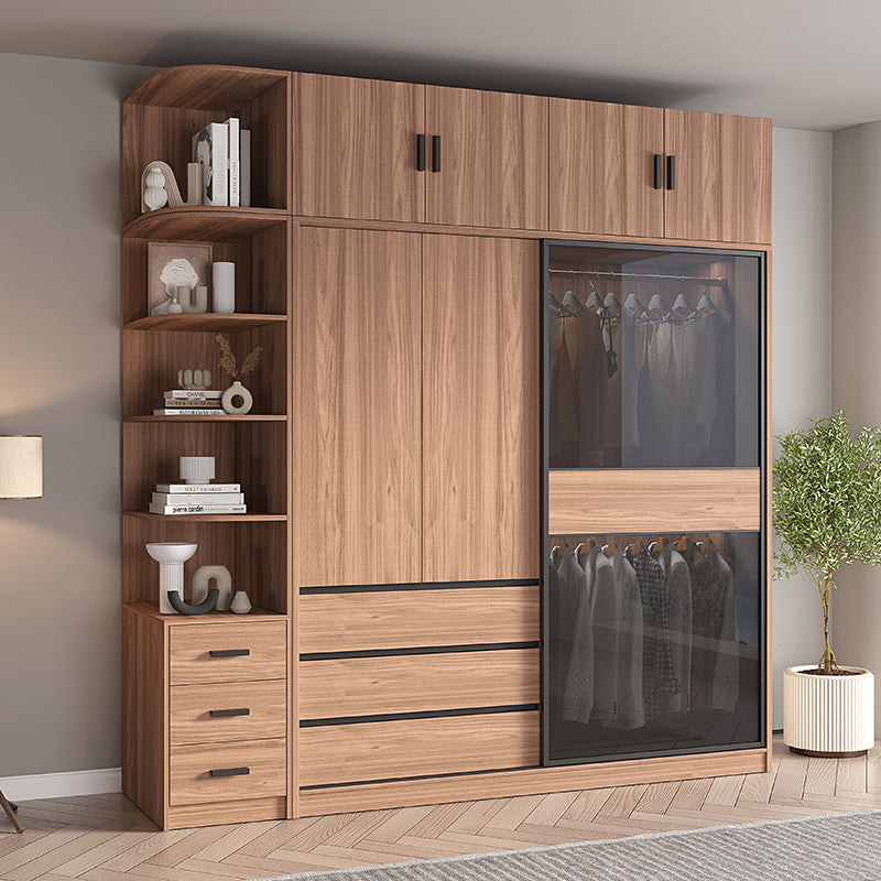Brown Wardrobe Closet Contemporary Wardrobe Cabinet with Drawer