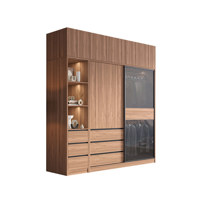 Brown Wardrobe Closet Contemporary Wardrobe Cabinet with Drawer