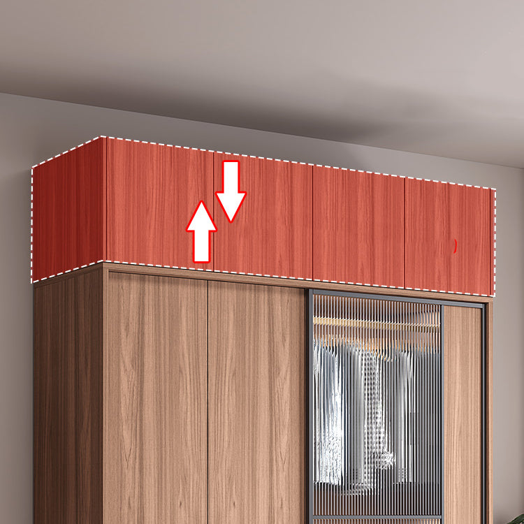 Brown Wardrobe Armoire with Garment Rod Wooden Wardrobe Cabinet