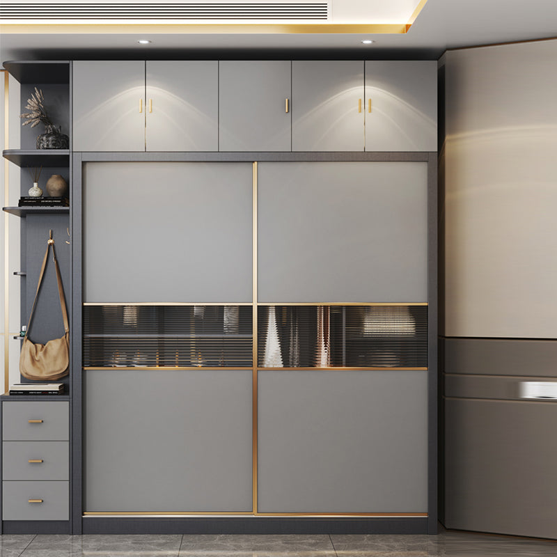 Sliding Engineered Wood Wardrobe Cabinet Modern Wardrobe Armoire