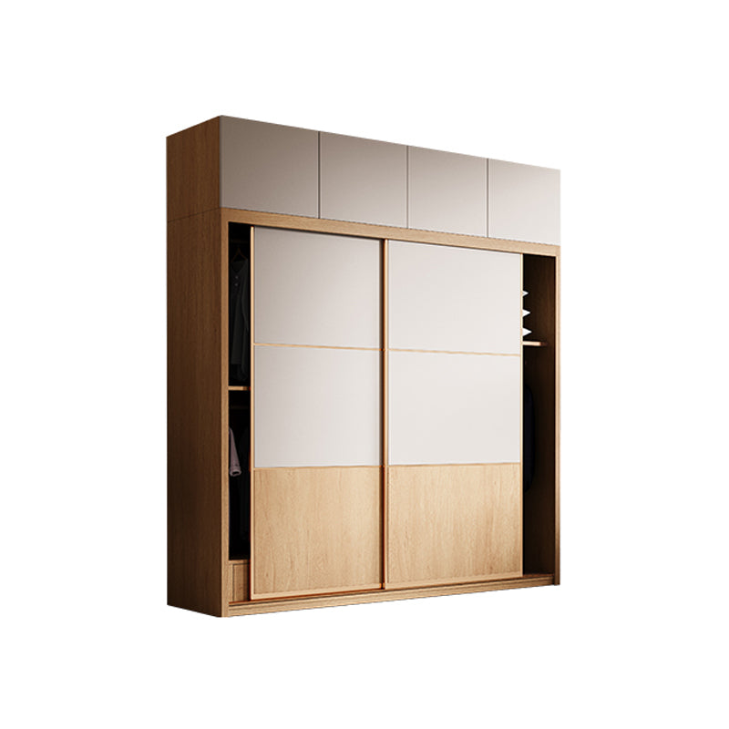 Sliding Engineered Wood Wardrobe Cabinet with Drawer Modern Wardrobe Closet