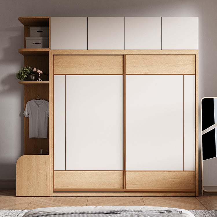 Sliding Engineered Wood Wardrobe Cabinet with Drawer Modern Wardrobe Closet