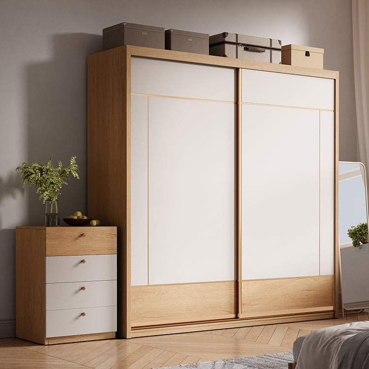 Sliding Engineered Wood Wardrobe Cabinet with Drawer Modern Wardrobe Closet