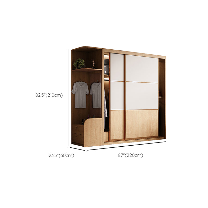 Sliding Engineered Wood Wardrobe Cabinet with Drawer Modern Wardrobe Closet