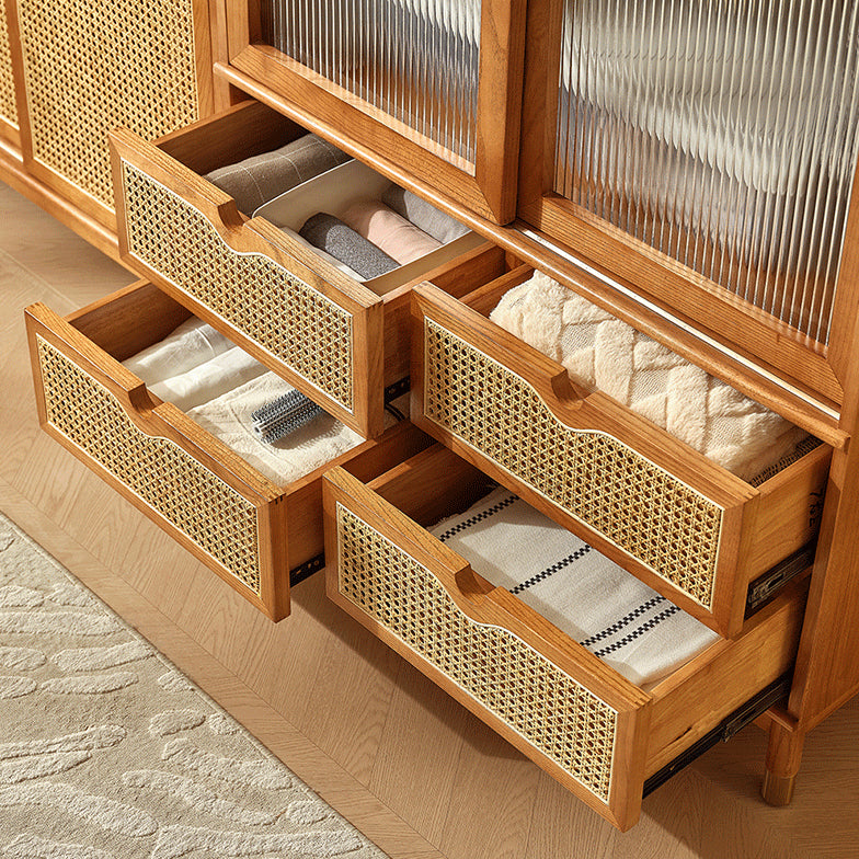 Sliding Solid Wood Wardrobe Closet with Legs Modern Wardrobe Cabinet