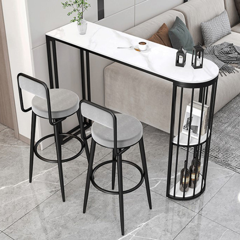 Stone Bar Table Set 1/3 Pcs Modern Bar Table and Upholstered Stools