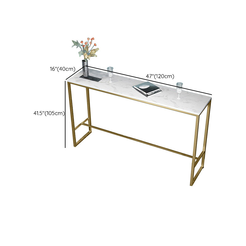 White Sintered Stone Bar Table Trestle Base Dining Table for Kitchen