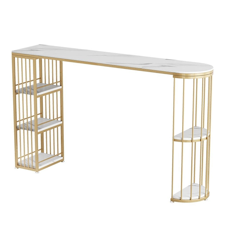 Modern Bistro Bar Table Sintered Stone Rectangle Bar Table with Shelves