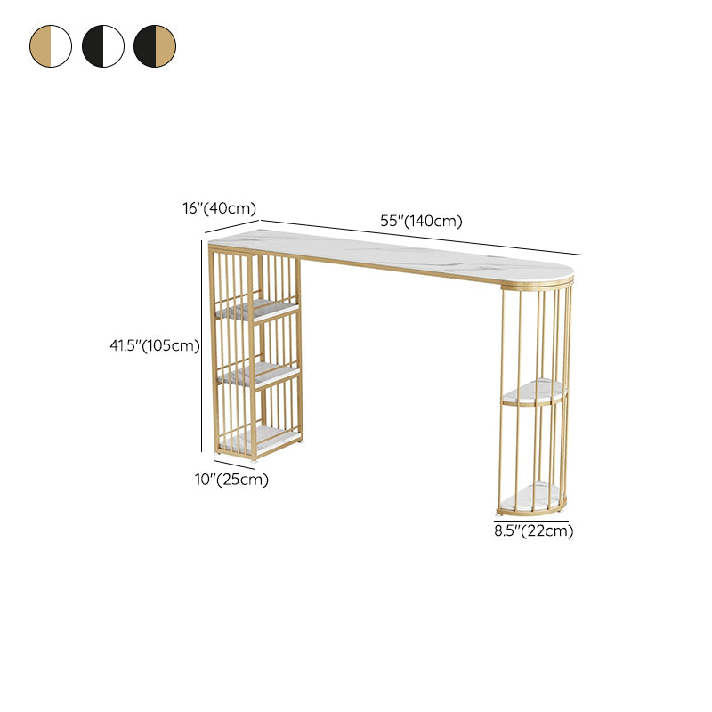Modern Bistro Bar Table Sintered Stone Rectangle Bar Table with Shelves