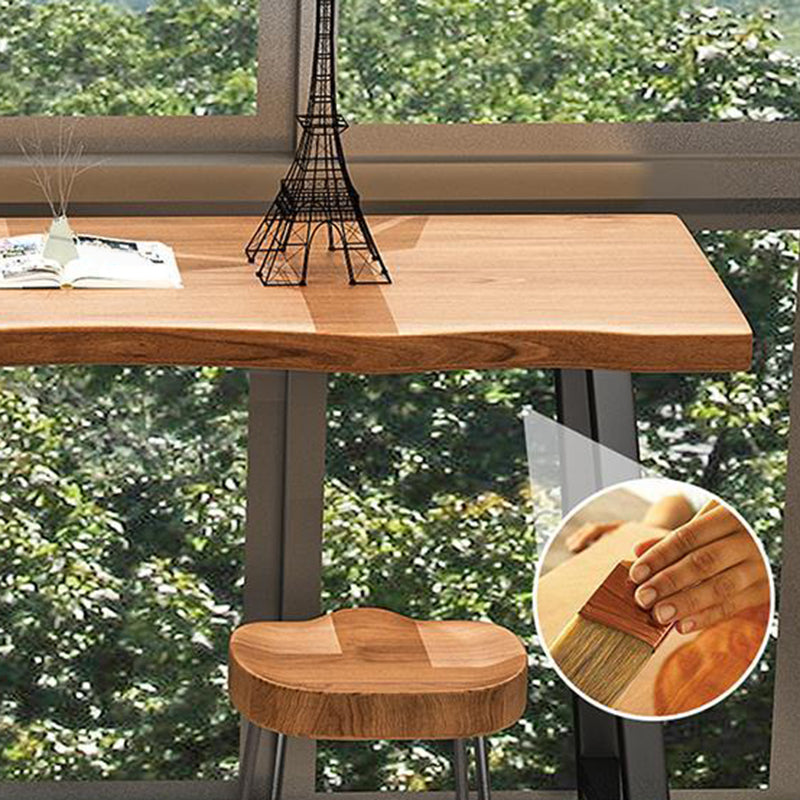 Solid Wood Bar Table Modern Trestle Base Dining Table for Kitchen