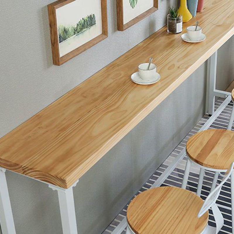Industrial Style Rectangle Bar Table Solid Wood Fixed Bistro Bar Desk