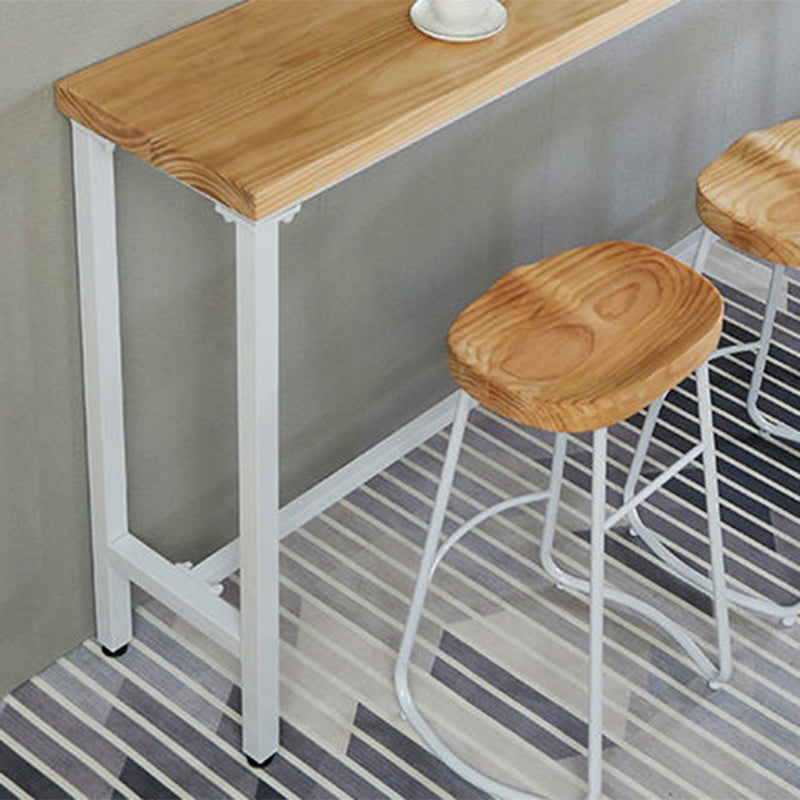 Industrial Style Rectangle Bar Table Solid Wood Fixed Bistro Bar Desk