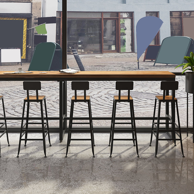 Modern Style Rectangle Bar Table Solid Wood Bar Dining Table with Footrest