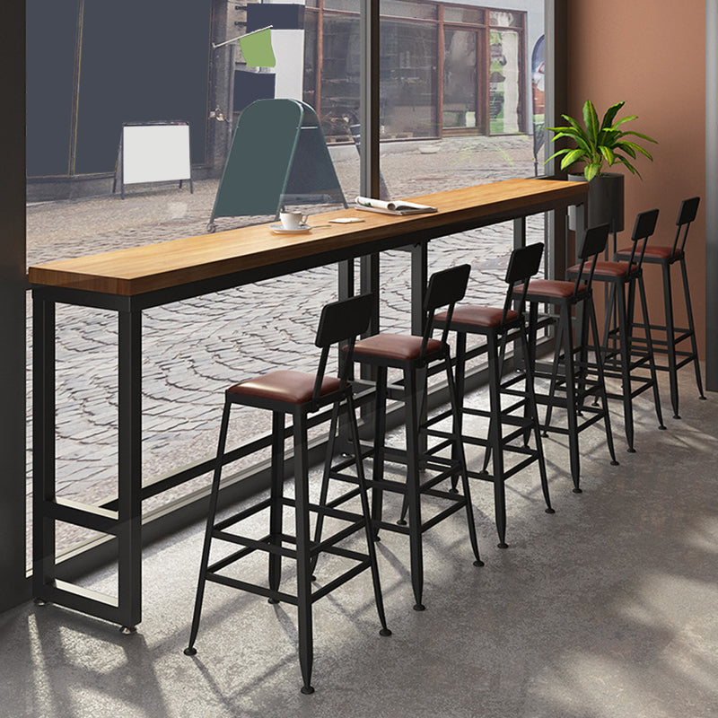 Modern Style Rectangle Bar Table Solid Wood Bar Dining Table with Footrest