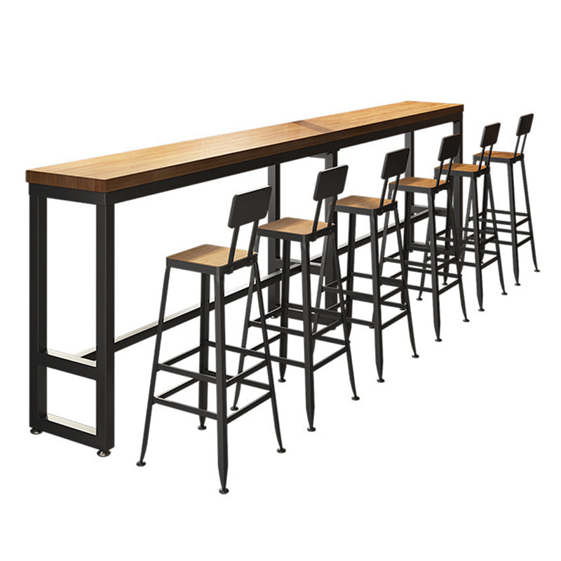 Modern Style Rectangle Bar Table Solid Wood Bar Dining Table with Footrest