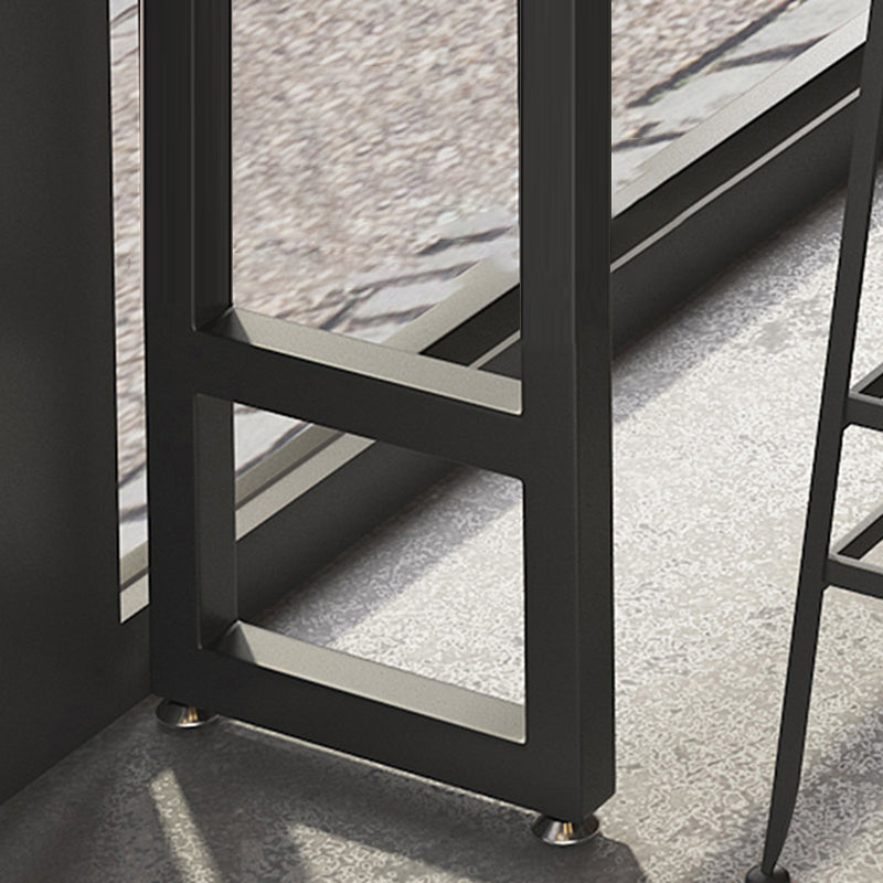 Modern Style Rectangle Bar Table Solid Wood Bar Dining Table with Footrest