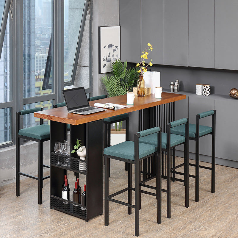 Industrial Style Bar Table Solid Wood Rectangle Bar Dining Table