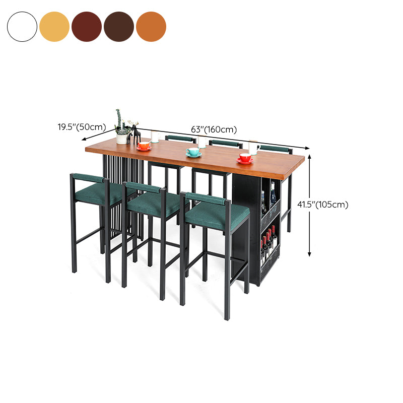Industrial Style Bar Table Solid Wood Rectangle Bar Dining Table