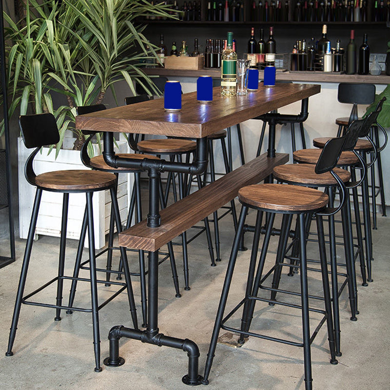 Modern Style Rectangle Bar Table Solid Wood Fixed Bar Dining Table for Indoor