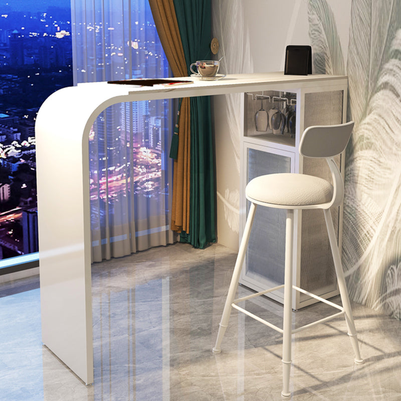 Contemporary Style Bar Table Stone Rectangle Bar Wine Table with Storage