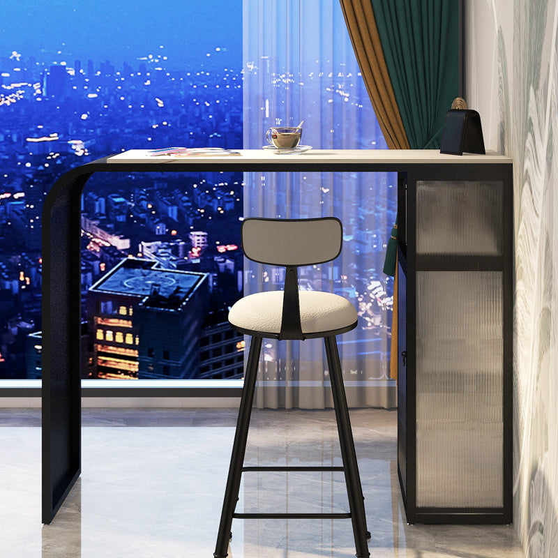 Contemporary Style Bar Table Stone Rectangle Bar Wine Table with Storage