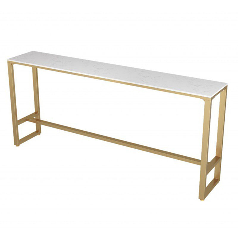 Glam Style Bar Table Faux Marble Rectangle Bar Wine Table with Footrest