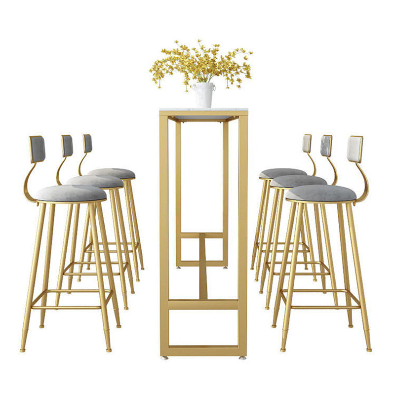 Glam Style Rectangle Bar Table Faux Marble Bar Dining Table for Living Room