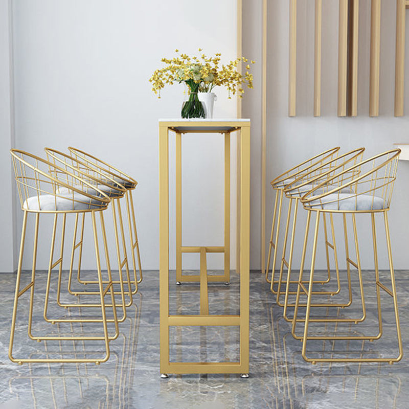 Glam Style Rectangle Bar Table Faux Marble Bar Dining Table for Living Room