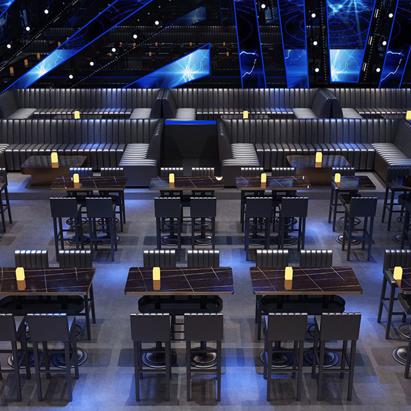 Industrial Style Bar Table Black Wood Bar Dining Table with Storage