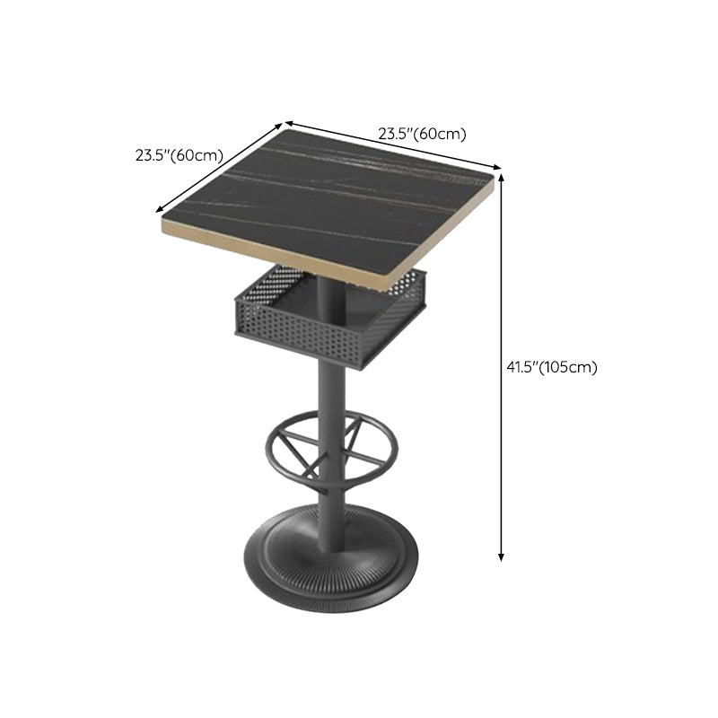 Industrial Style Bar Table Black Wood Bar Dining Table with Storage