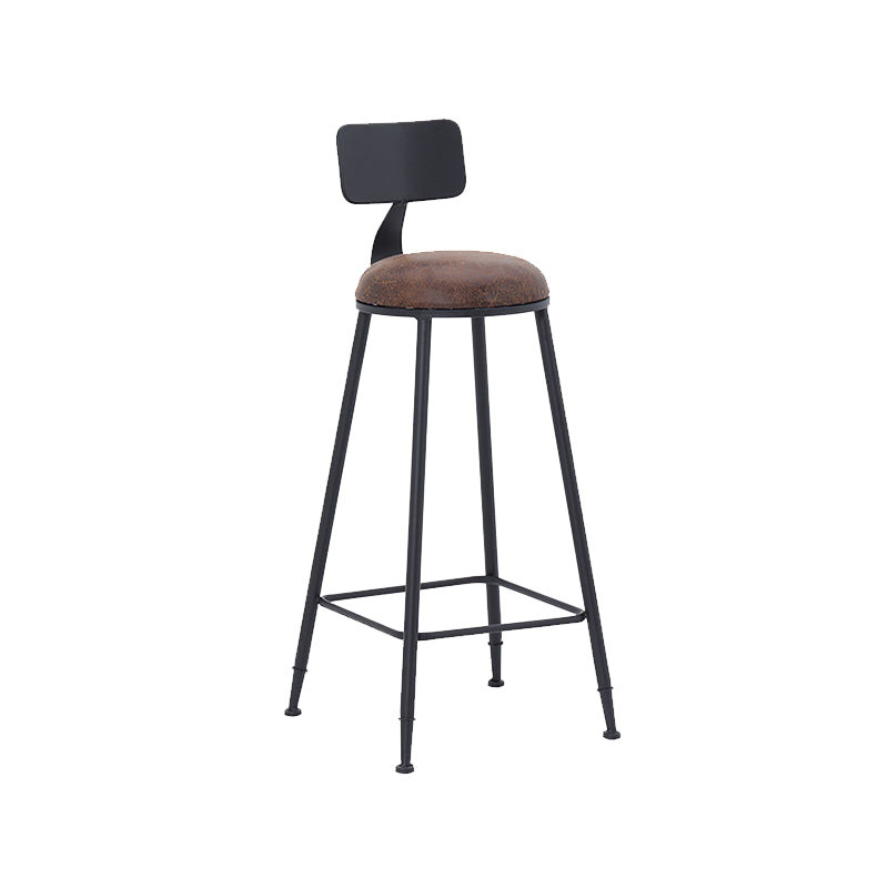 Industrial Dining Stools Low Back Bar Stools with Black Metal Base