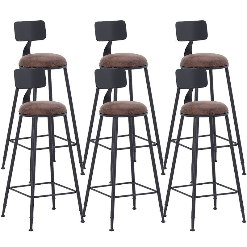 Industrial Dining Stools Low Back Bar Stools with Black Metal Base