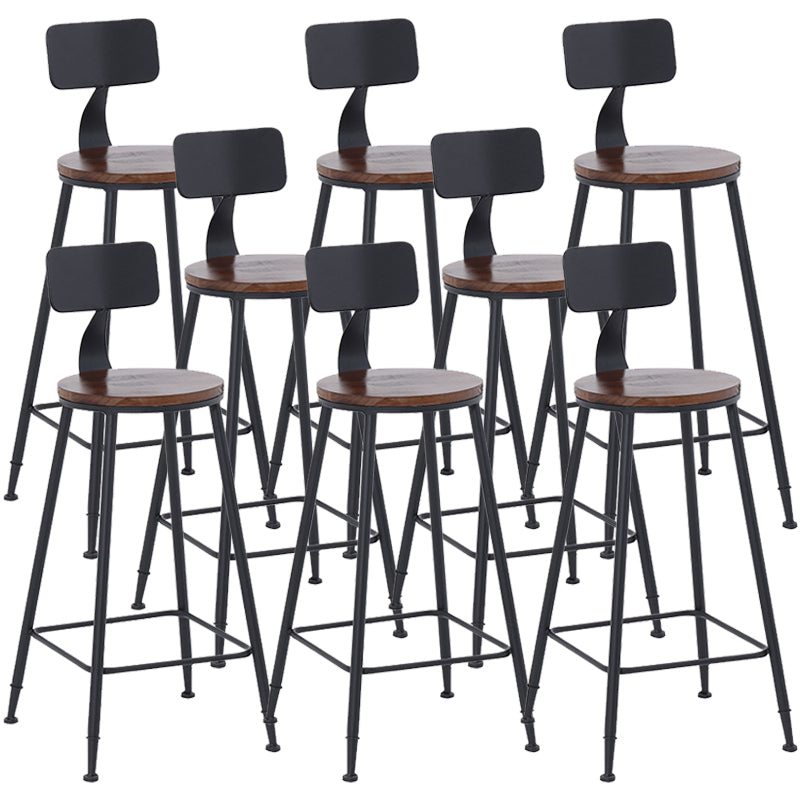 Industrial Dining Stools Low Back Bar Stools with Black Metal Base
