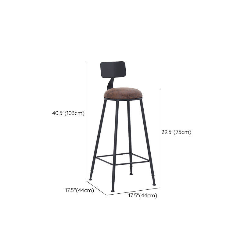 Industrial Dining Stools Low Back Bar Stools with Black Metal Base