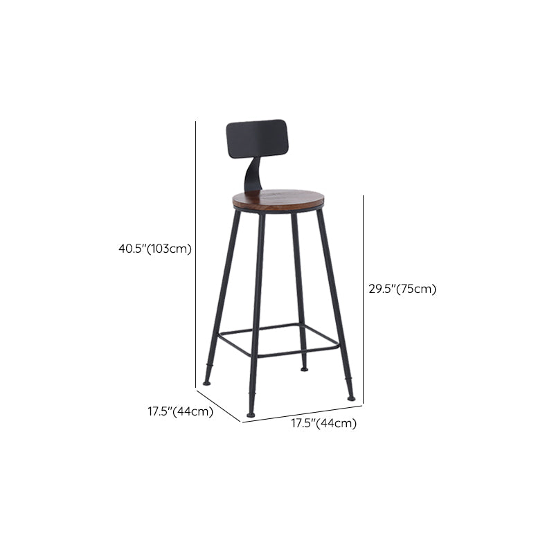 Industrial Dining Stools Low Back Bar Stools with Black Metal Base