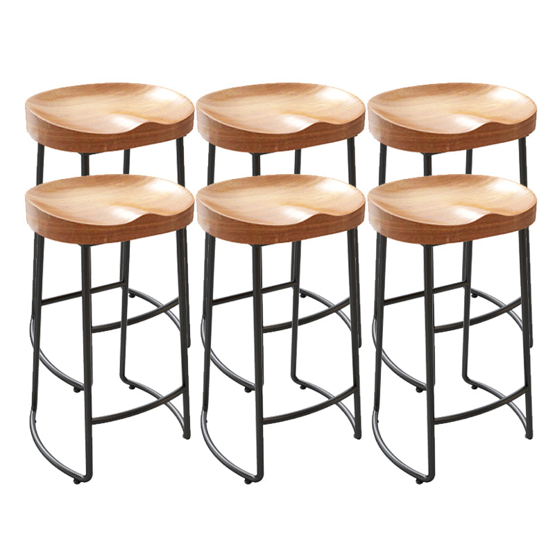 Modern Backless Stools with Metal Base Light Brown Counter & Bar Stools