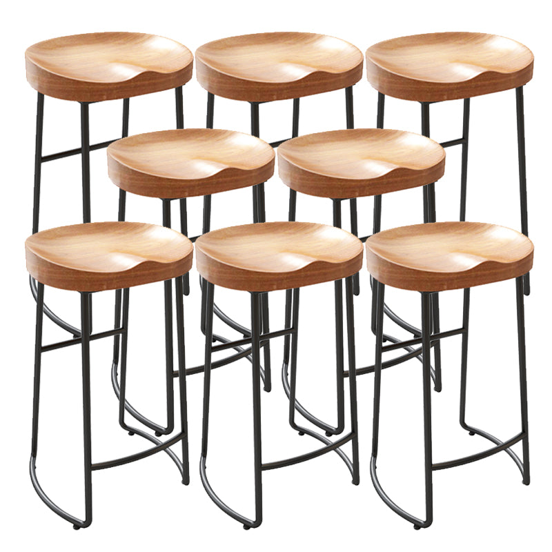 Modern Backless Stools with Metal Base Light Brown Counter & Bar Stools