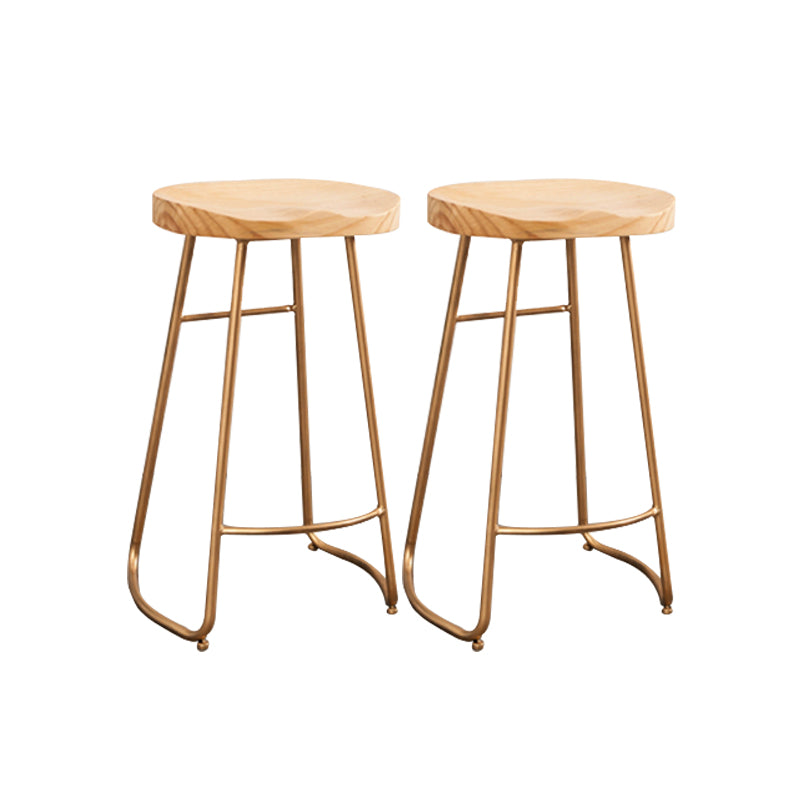 Modern Backless Stools with Metal Base Light Brown Counter & Bar Stools