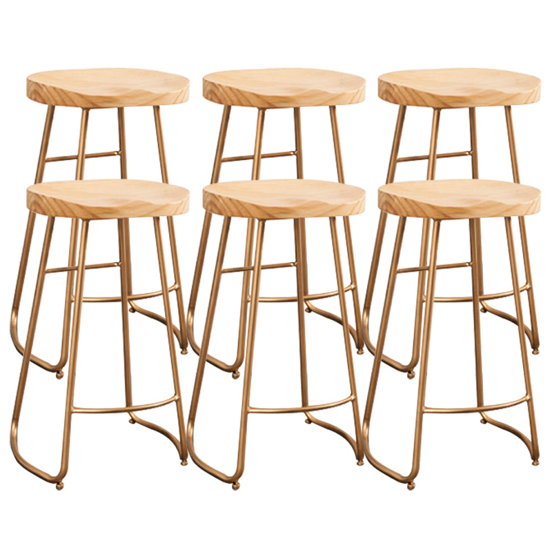 Modern Backless Stools with Metal Base Light Brown Counter & Bar Stools