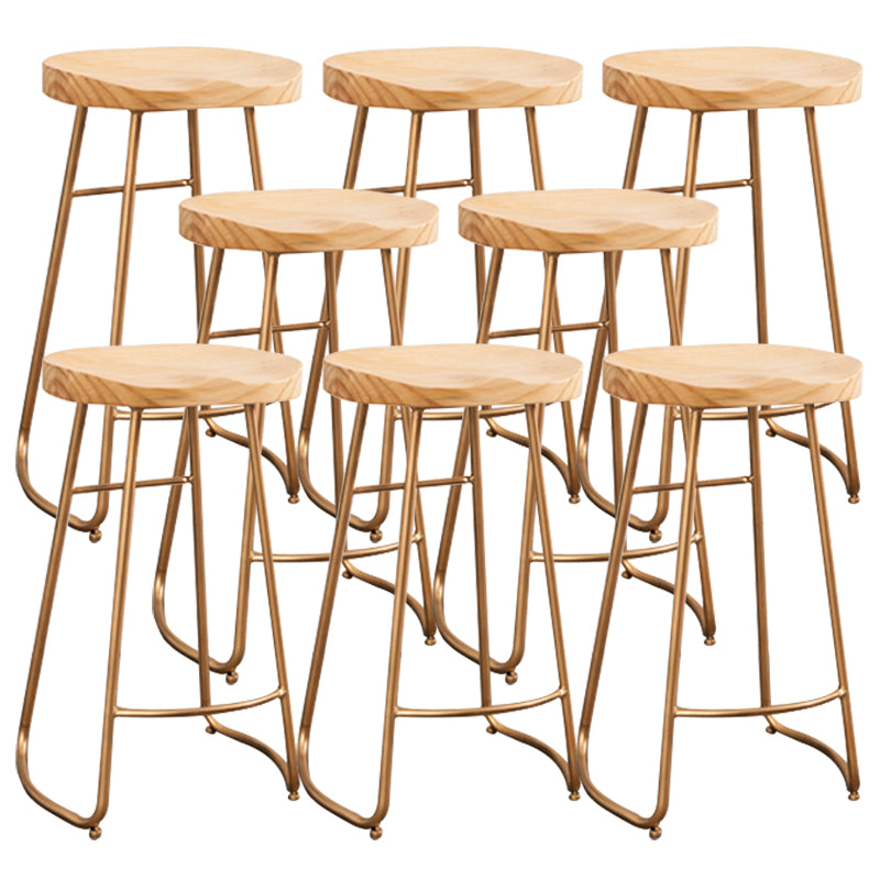 Modern Backless Stools with Metal Base Light Brown Counter & Bar Stools