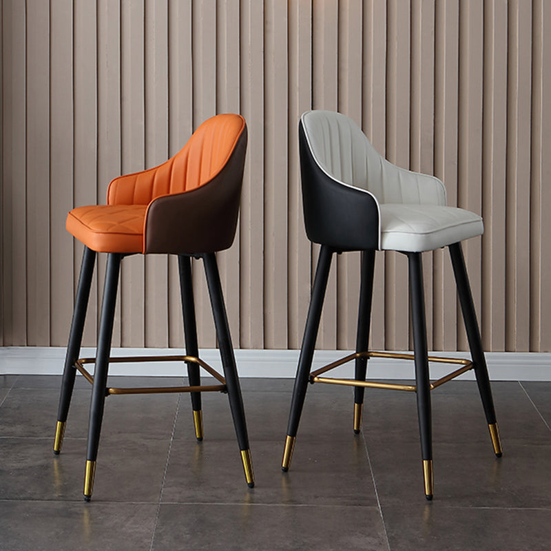 Glam Bar Stool Upholstered Backrest Counter Stool for Hone Use