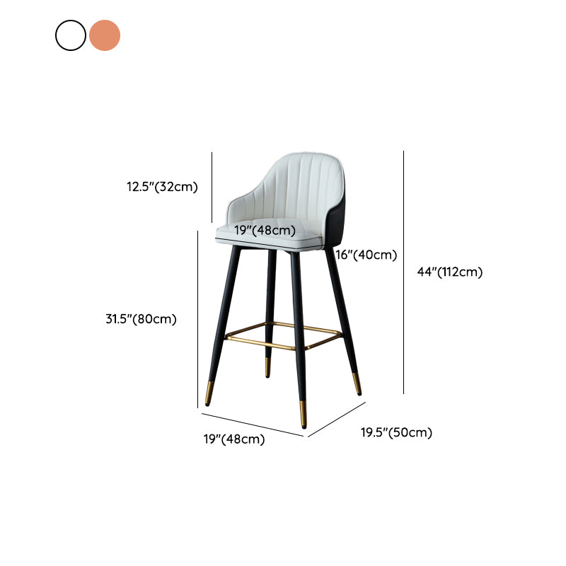 Glam Bar Stool Upholstered Backrest Counter Stool for Hone Use