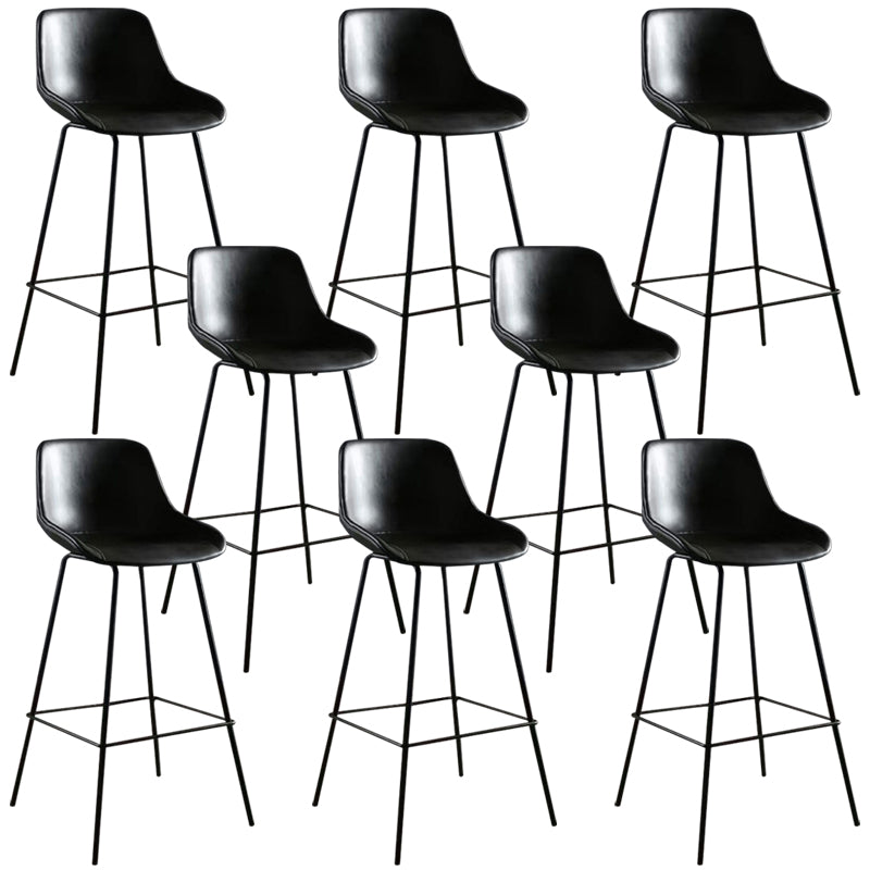 Faux Leather Bar Stools Armless Dining Stools with Metal Base