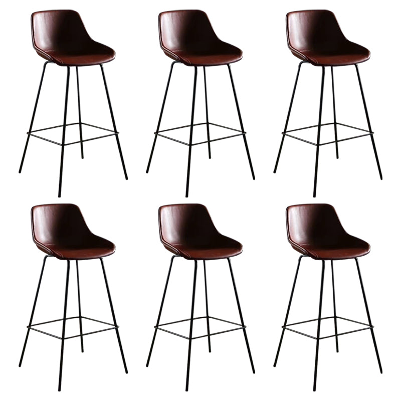 Faux Leather Bar Stools Armless Dining Stools with Metal Base