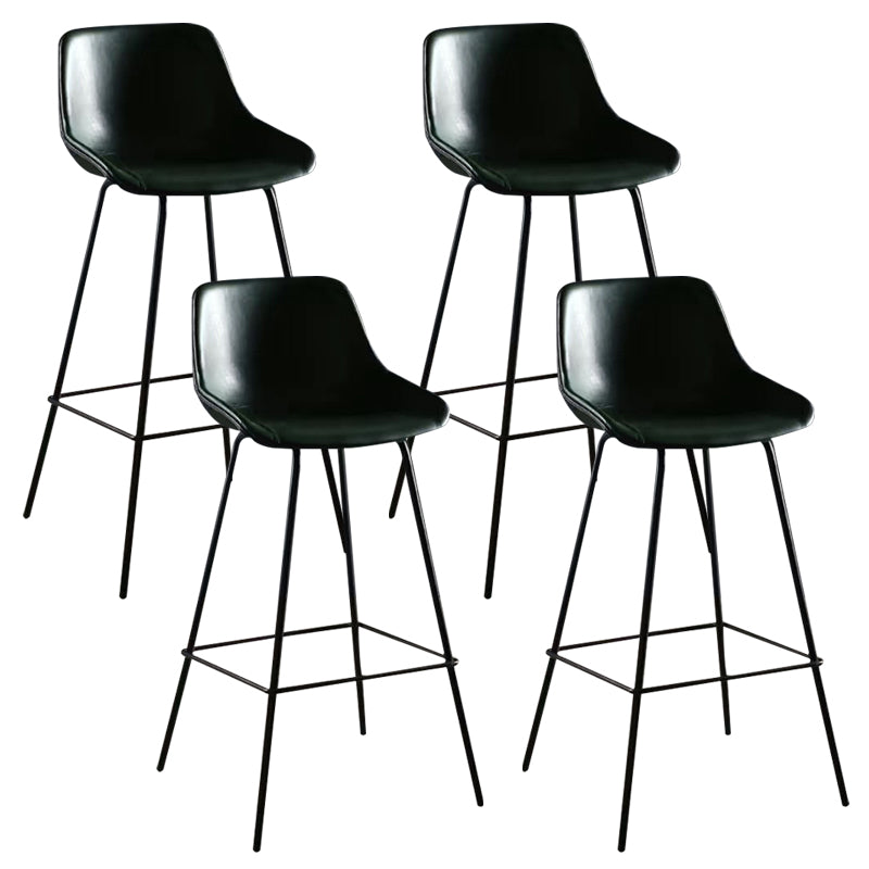 Faux Leather Bar Stools Armless Dining Stools with Metal Base