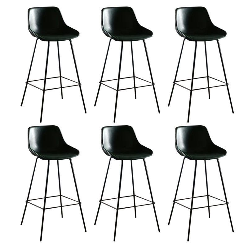 Faux Leather Bar Stools Armless Dining Stools with Metal Base