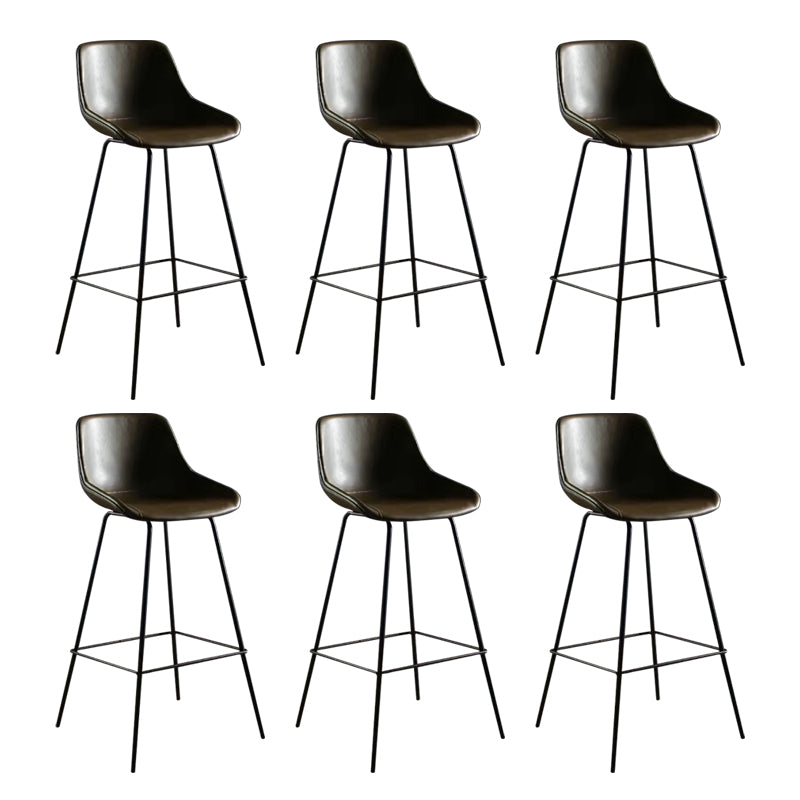 Faux Leather Bar Stools Armless Dining Stools with Metal Base